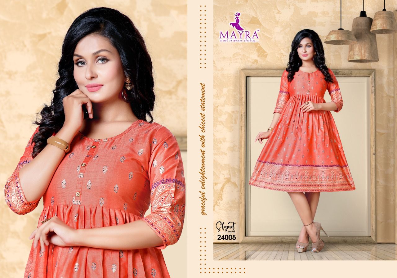 Mayra Skynet 5 Fancy Ethnic Wear Rayon Printed Anarakali Kurti Collection